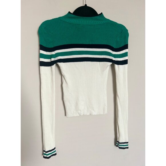 Garage White & Green Half-Zip Shirt - Size X-Small - Picture 4 of 6
